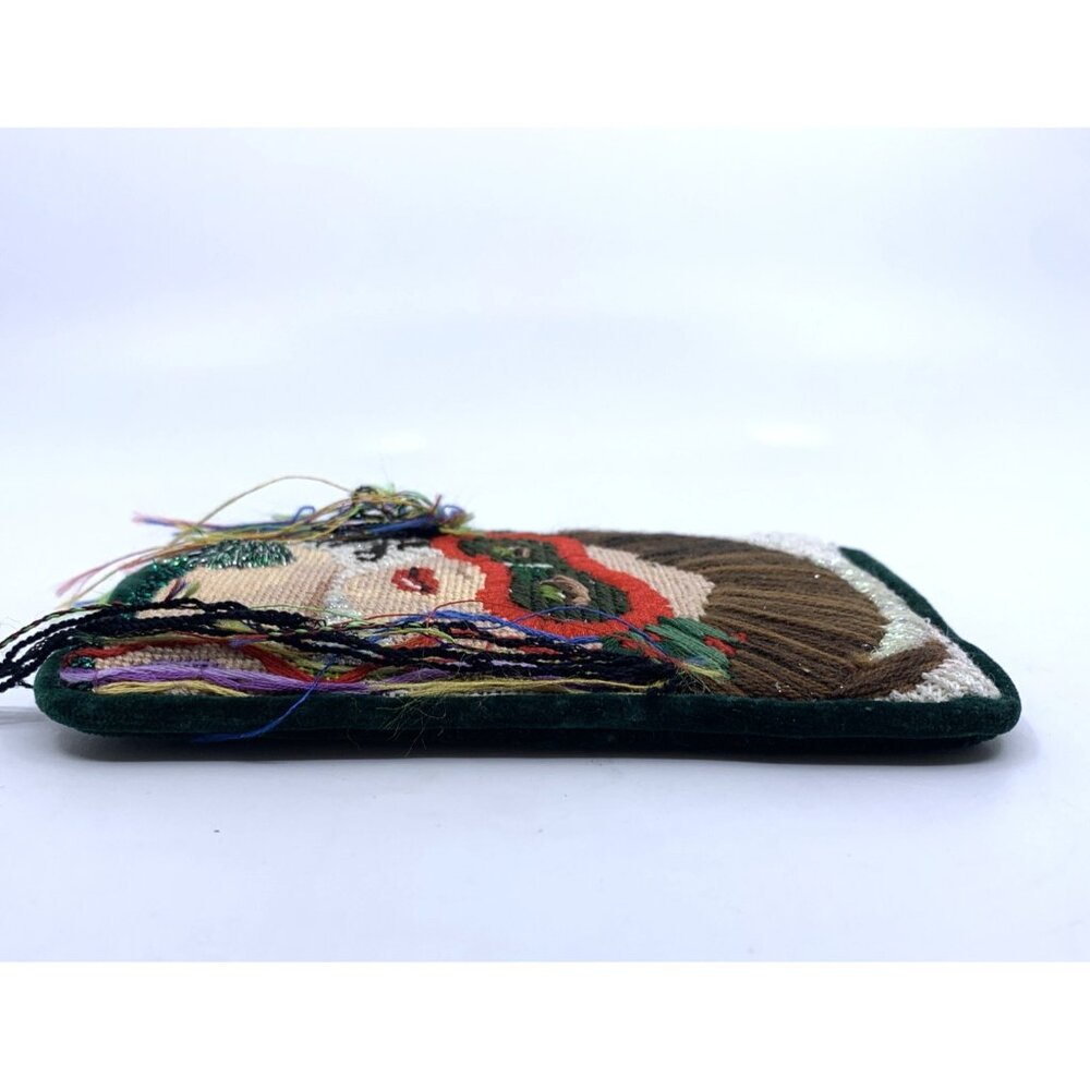 Vintage Handstitched Needlepoint Art Deco Pillow Flapper Masquerade Mask 6.5"x5" - Picture 5 of 10